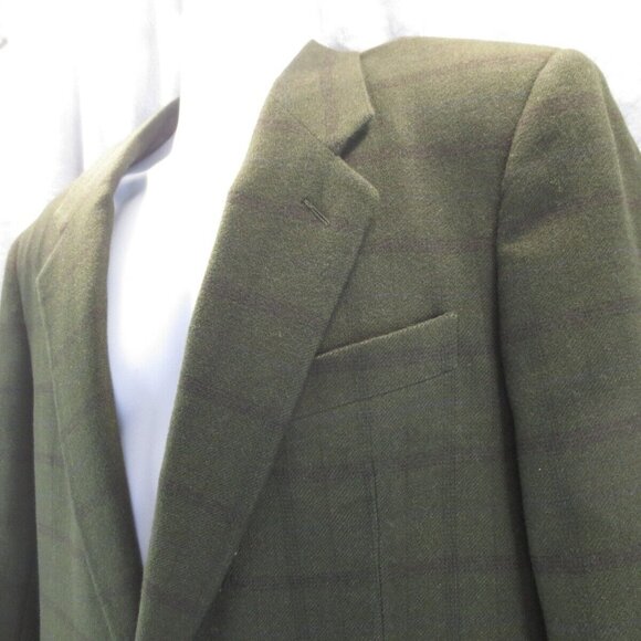 VTG Giorgio Armani Mens Classic Sport Coat One Button Plaid Green Wool 42R ITALY - Picture 2 of 16